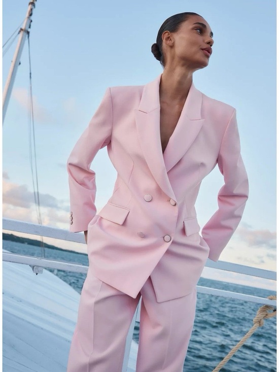 Zara Jackets & Blazers - NWT. Zara Pink Viscose Blend Double Breasted Jacket/Blazer. Size M.